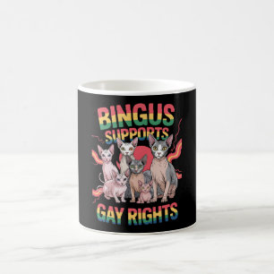 Bingus Supports Gay Rights Sphynx Cat LGBTQ Pride Coffee Mug
