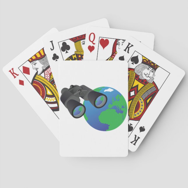 Binoculars And Earth Playing Cards (Back)