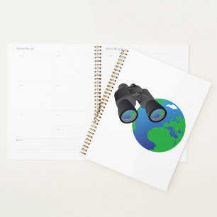 Binoculars And Earth Spiral Planner