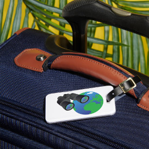 Binoculars Looking at Earth Planet Explorer Travel Luggage Tag