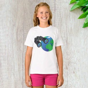 Binoculars Looking at Earth Planet Explorer Travel T-Shirt