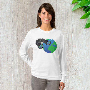 Binoculars Looking at Earth Planet Explorer Travel T-Shirt