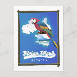Bintan island Indonesia travel map Holiday Postcard