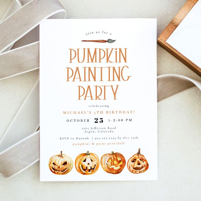 BINX Fall Halloween Pumpkin Painting Birthday Invitation (Creator Uploaded)