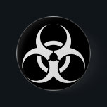 Bio Hazard or Biohazard Sign Symbol Warning Black 6 Cm Round Badge<br><div class="desc">This can include medical waste or samples of a microorganism, virus or toxin (from a biological source) that can impact human health. It can also include substances harmful to animals. The term and its associated symbol is generally used as a warning, so that those potentially exposed to the substances will...</div>