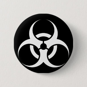 Bio Hazard or Biohazard Sign Symbol Warning Black 6 Cm Round Badge
