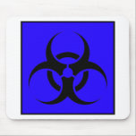 Bio Hazard or Biohazard Sign Symbol Warning Blue Mouse Pad<br><div class="desc">This can include medical waste or samples of a microorganism, virus or toxin (from a biological source) that can impact human health. It can also include substances harmful to animals. The term and its associated symbol is generally used as a warning, so that those potentially exposed to the substances will...</div>