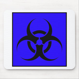 Bio Hazard or Biohazard Sign Symbol Warning Blue Mouse Pad