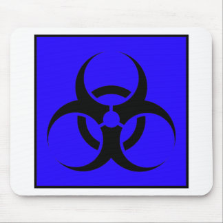 Bio Hazard or Biohazard Sign Symbol Warning Blue Mouse Pad