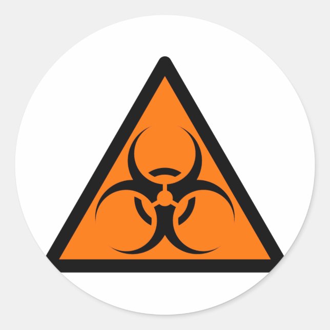 Bio Hazard or Biohazard Sign Symbol Warning Orange Classic Round Sticker (Front)
