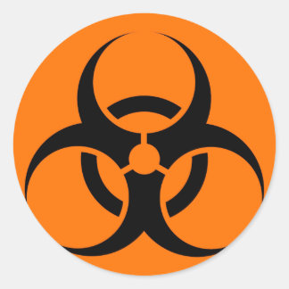 Bio Hazard or Biohazard Sign Symbol Warning Orange Classic Round Sticker