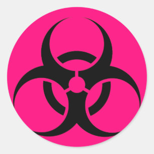 Bio Hazard or Biohazard Sign Symbol Warning Pink Classic Round Sticker