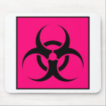 Bio Hazard or Biohazard Sign Symbol Warning Pink Mouse Pad<br><div class="desc">This can include medical waste or samples of a microorganism, virus or toxin (from a biological source) that can impact human health. It can also include substances harmful to animals. The term and its associated symbol is generally used as a warning, so that those potentially exposed to the substances will...</div>