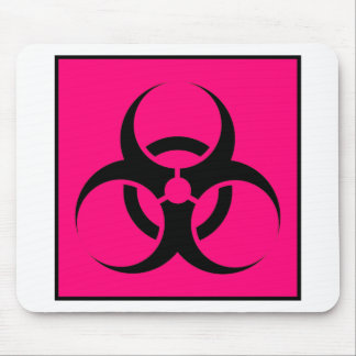 Bio Hazard or Biohazard Sign Symbol Warning Pink Mouse Pad