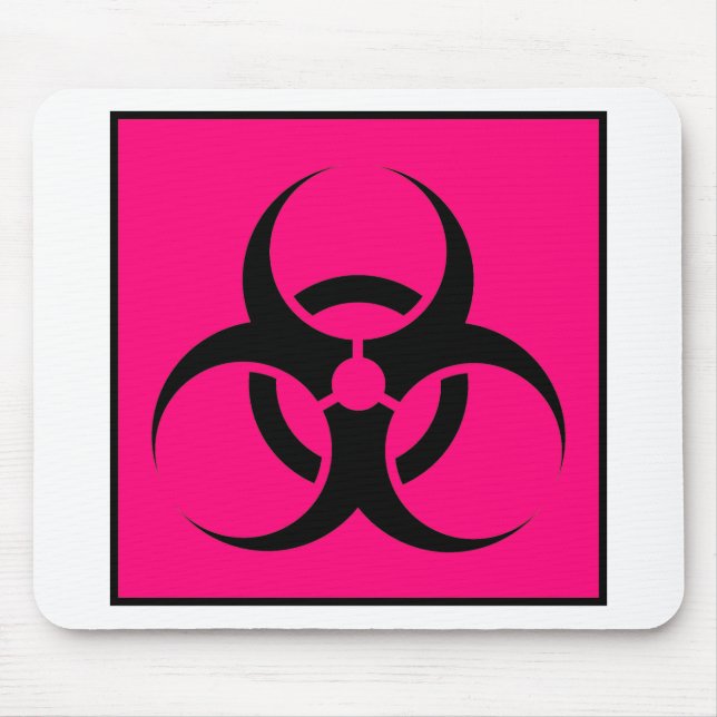 Bio Hazard or Biohazard Sign Symbol Warning Pink Mouse Pad (Front)