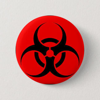 Bio Hazard or Biohazard Sign Symbol Warning Red 6 Cm Round Badge