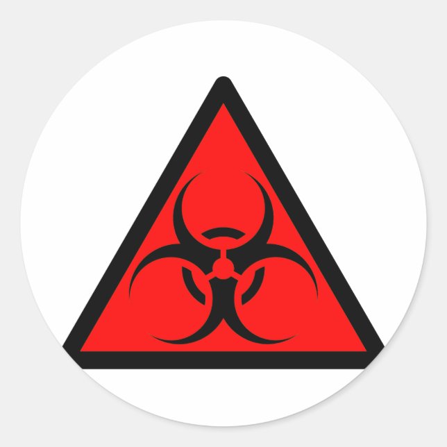 Bio Hazard or Biohazard Sign Symbol Warning Red Classic Round Sticker (Front)