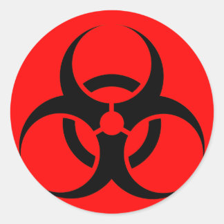 Bio Hazard or Biohazard Sign Symbol Warning Red Classic Round Sticker