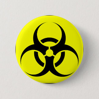 Bio Hazard or Biohazard Sign Symbol Warning Yellow 6 Cm Round Badge