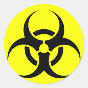 Bio Hazard or Biohazard Sign Symbol Warning Yellow Classic Round Sticker