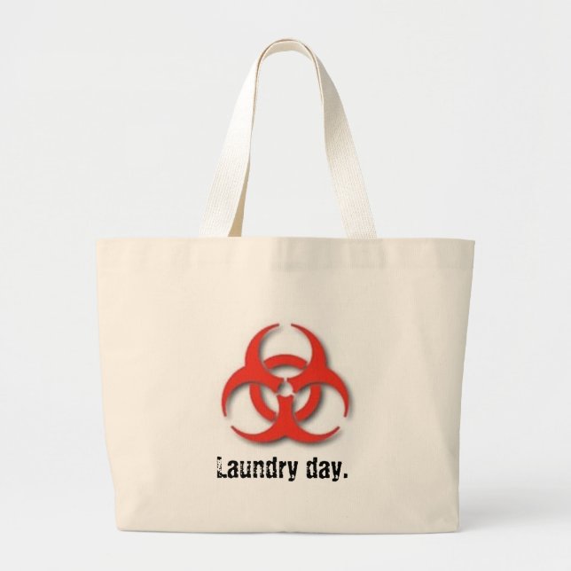 Bio-Hazard-Symbol, Laundry day. Large Tote Bag (Front)