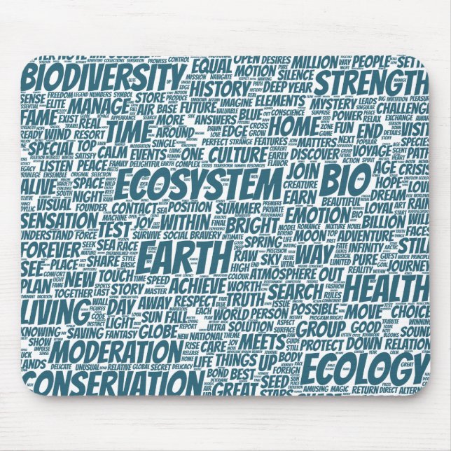 Bio Nuage de Mots Texte Modèle Biodiversité Mouse Pad (Front)