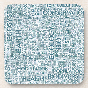 Bio Nuage de Mots Texte Motif Biodiversité Coaster