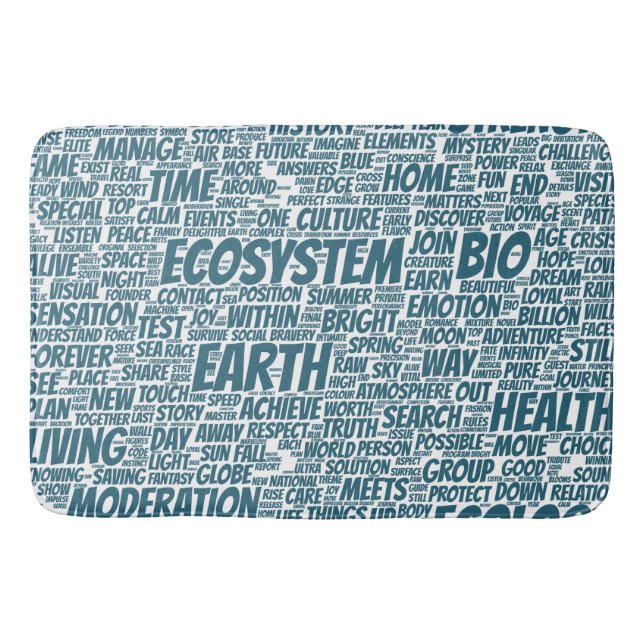 Bio Word Cloud Text Model Biodiversity Bath Mat (Front)