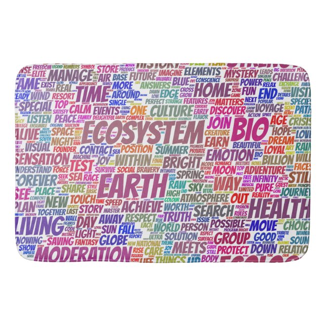 Bio Word Cloud Text Model Biodiversity Bath Mat (Front)