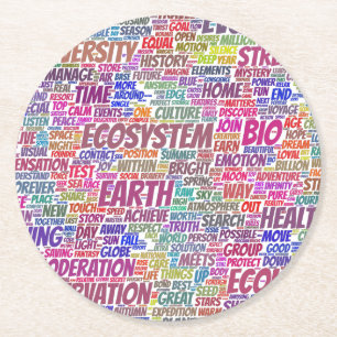 Bio Word Cloud Text Model Biodiversity Round Paper Coaster