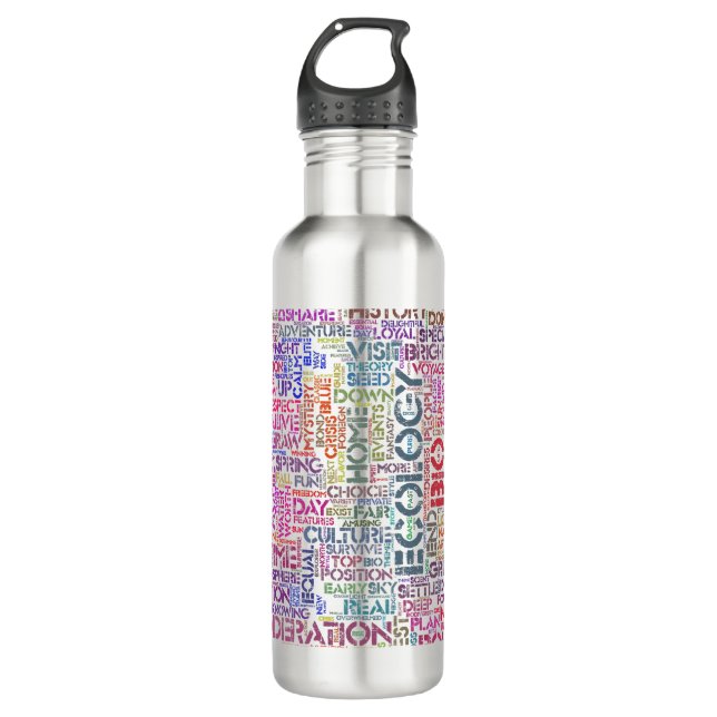 Bio Word Cloud Text Reason Biodiversity 710 Ml Water Bottle (Front)