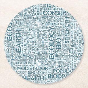 Bio Word Cloud Text Reason Biodiversity Round Paper Coaster