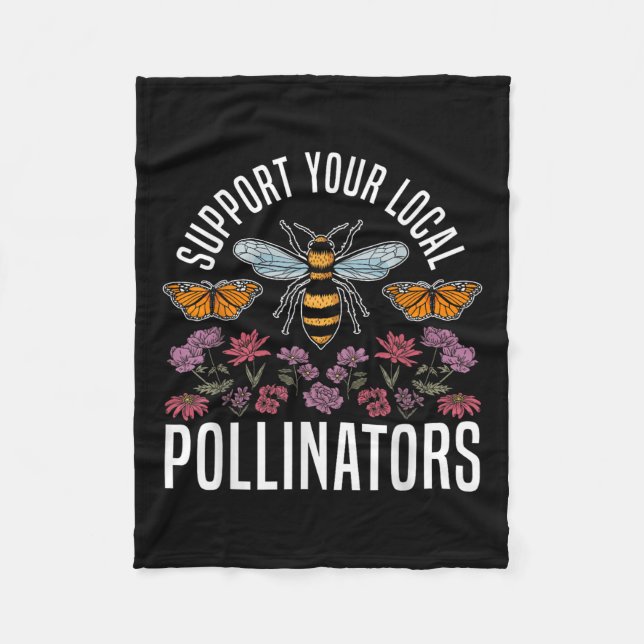 Biodiversity Butterfly Support Your Local Pollinat Fleece Blanket (Front)