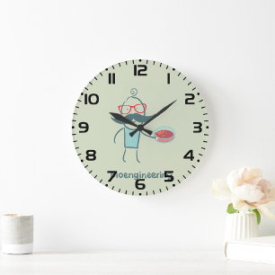 Bioengineering Scientist with Petri Dish Large Clock