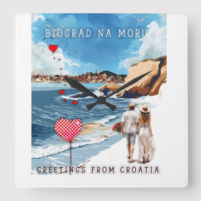 Biograd na moru 5 square wall clock (Front)