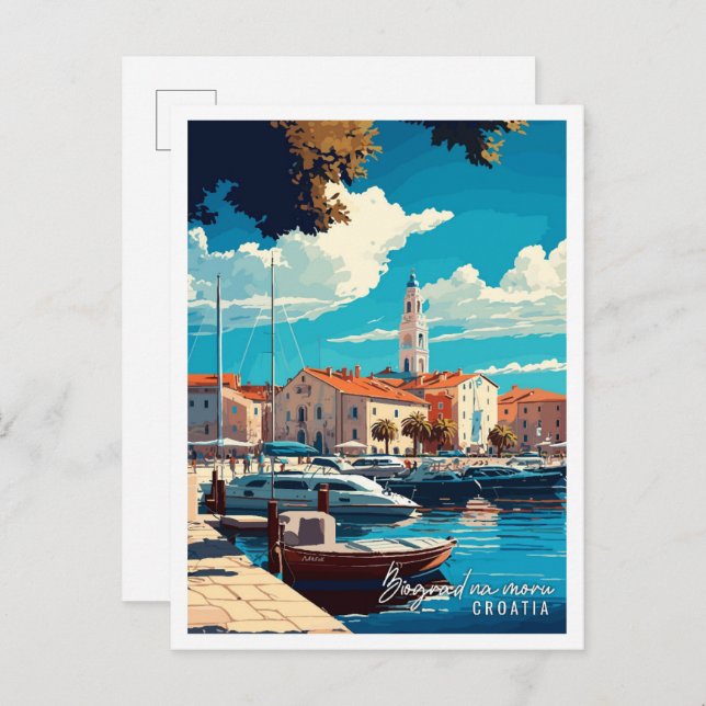 Biograd na moru Croatia vintage travel Postcard (Front/Back)