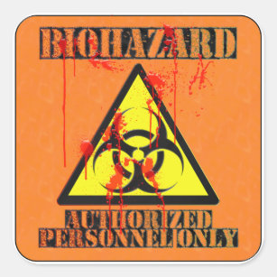 Biohazard authorised personnel only square sticker