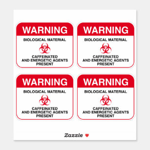 Biohazard Caffeinated Warning Stickers (Round)