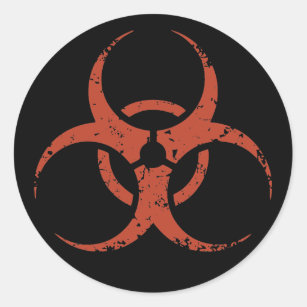 Biohazard -dist -red classic round sticker
