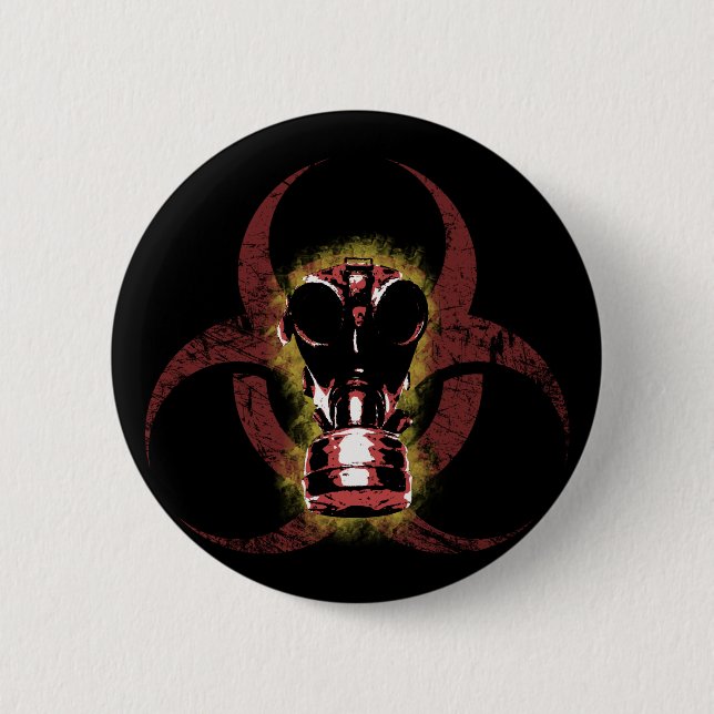 Biohazard Gas Mask Customisable 6 Cm Round Badge (Front)