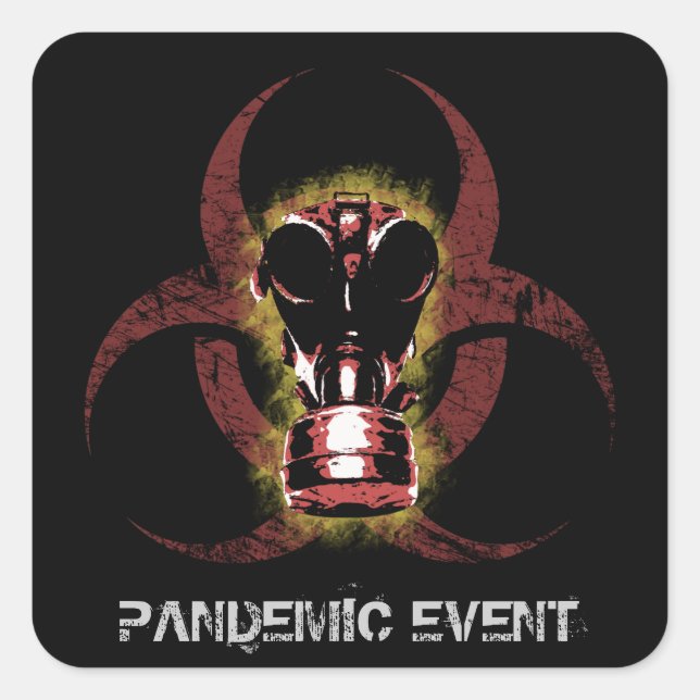 Biohazard Gas Mask Customisable Square Sticker (Front)