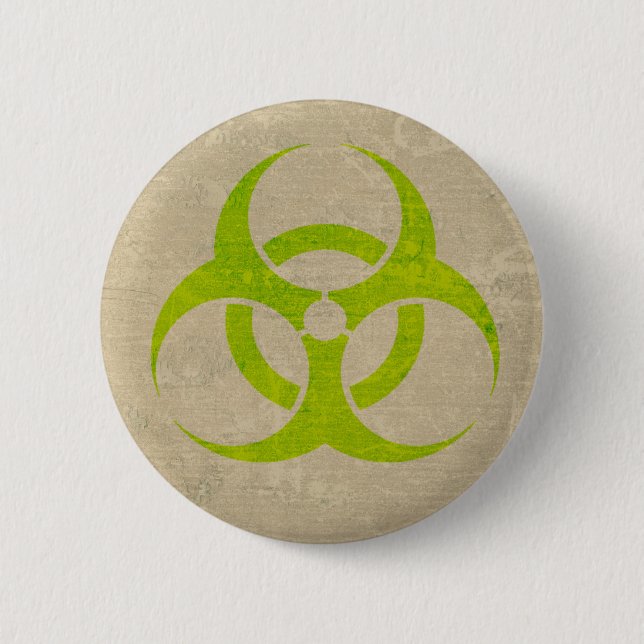 Biohazard Lime Green Grunge 6 Cm Round Badge (Front)