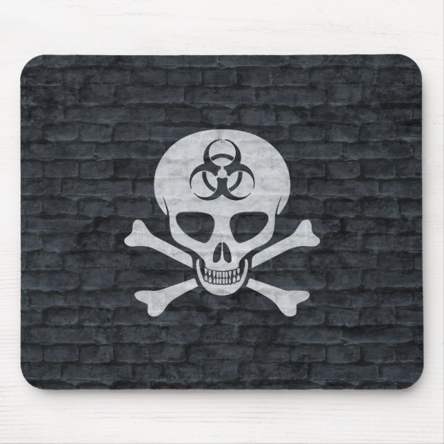 Biohazard Skull w/ Grey Brick Mouse Pad (Front)