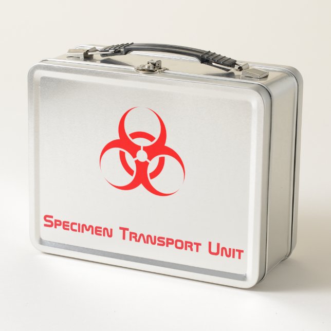 Biohazard Specimen Transport Metal Lunch Box (Front)