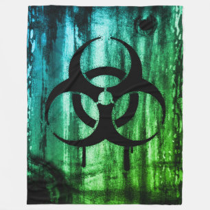Biohazard Symbol Black Spraypaint Stencil Green Fleece Blanket