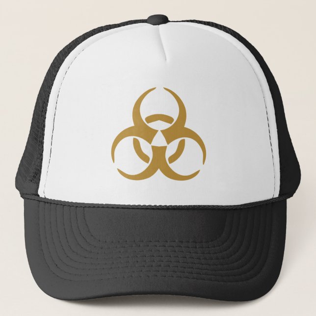 biohazard symbol gold trucker hat (Front)