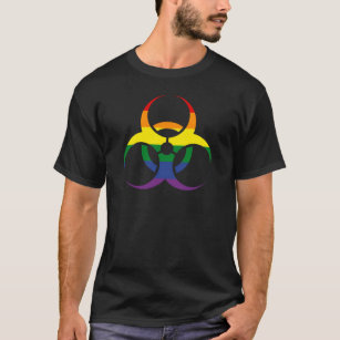 BioHazard Symbol Rainbow Colours   Gay BioHazard   T-Shirt