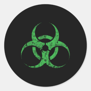 Biohazard Symbol Vintage Green Funny Halloween  Classic Round Sticker