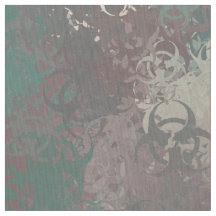 Biohazard Symbol Woodland Camo Fabric