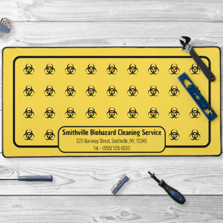Biohazard Symbols - Black on a Yellow Background Desk Mat
